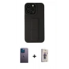 MARSİLYAN™- iPhone 13 Pro Max Kılıf Çekirdek Yansıma - Siyah Bilvis 3D Cam Ekran Koruyucu + Neon Fosforlu Kamera Lens - MI