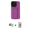 MARSİLYAN™- iPhone 13 Pro Max Kılıf Çekirdek Yansıma - Siyah Bilvis 3D Cam Ekran Koruyucu + Mavi Rainbow Kamera Lens Koruma Cam