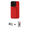 MARSİLYAN™- iPhone 13 Pro Max Kılıf Çekirdek Yansıma - Siyah Bilvis 3D Cam Ekran Koruyucu + Mavi Rainbow Kamera Lens Koruma Cam