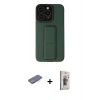 MARSİLYAN™- iPhone 13 Pro Max Kılıf Çekirdek Yansıma - Siyah Bilvis 3D Cam Ekran Koruyucu + Mavi Renkli Kamera Lens Koruma Cam