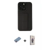 MARSİLYAN™- iPhone 13 Pro Max Kılıf Çekirdek Yansıma - Siyah Bilvis 3D Cam Ekran Koruyucu + Shine Kamera Lens Koruma Cam - PE