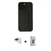 MARSİLYAN™- iPhone 13 Pro Max Kılıf Çekirdek Yansıma - Siyah Bilvis 3D Cam Ekran Koruyucu + Pers Alüminyum Kamera Lens - LT