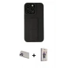 MARSİLYAN™- iPhone 13 Pro Max Kılıf Çekirdek Yansıma - Siyah Bilvis 3D Cam Ekran Koruyucu + Rainbow Kamera Lens Koruma Cam - MR