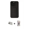 MARSİLYAN™- iPhone 13 Pro Max Kılıf Çekirdek Yansıma - Siyah Bilvis 3D Cam Ekran Koruyucu + Rainbow Kamera Lens Koruma Cam - BZ