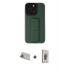 MARSİLYAN™- iPhone 13 Pro Max Kılıf Çekirdek Yansıma - Siyah Bilvis 3D Cam Ekran Koruyucu + Rainbow Kamera Lens Koruma Cam - BZ