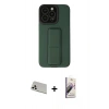 MARSİLYAN™- iPhone 13 Pro Max Kılıf Çekirdek Yansıma - Siyah Bilvis 3D Mat Cam Ekran Koruyucu + Rainbow Kamera Lens Koruma Cam - BZ