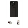 MARSİLYAN™- iPhone 13 Pro Max Kılıf Çekirdek Yansıma - Siyah Bilvis 3D Mat Cam Ekran Koruyucu + Kırmızı Rainbow Kamera Lens Koruma Cam