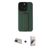 MARSİLYAN™- iPhone 13 Pro Max Kılıf Çekirdek Yansıma - Siyah Bilvis 3D Mat Cam Ekran Koruyucu + Kırmızı Rainbow Kamera Lens Koruma Cam