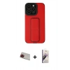 MARSİLYAN™- iPhone 13 Pro Max Kılıf Çekirdek Yansıma - Siyah Bilvis 3D Mat Cam Ekran Koruyucu + Kırmızı Rainbow Kamera Lens Koruma Cam