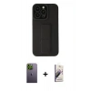 MARSİLYAN™- iPhone 13 Pro Max Kılıf Çekirdek Yansıma - Siyah Bilvis 3D Mat Cam Ekran Koruyucu + Neon Fosforlu Kamera Lens - YL