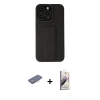 MARSİLYAN™- iPhone 13 Pro Max Kılıf Çekirdek Yansıma - Siyah Bilvis 3D Mat Cam Ekran Koruyucu + Pembe Renkli Kamera Lens Koruma Cam