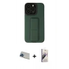 MARSİLYAN™- iPhone 13 Pro Max Kılıf Çekirdek Yansıma - Siyah Bilvis 3D Mat Cam Ekran Koruyucu + Rainbow Kamera Lens Koruma Cam - MI