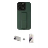 MARSİLYAN™- iPhone 13 Pro Max Kılıf Çekirdek Yansıma - Siyah Bilvis 3D Mat Cam Ekran Koruyucu + Rainbow Kamera Lens Koruma Cam - MR