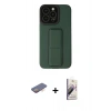 MARSİLYAN™- iPhone 13 Pro Max Kılıf Çekirdek Yansıma - Siyah Bilvis 3D Mat Cam Ekran Koruyucu + Renkli Kamera Lens Koruma Cam - TU