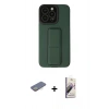 MARSİLYAN™- iPhone 13 Pro Max Kılıf Çekirdek Yansıma - Siyah Bilvis 3D Mat Cam Ekran Koruyucu + Renkli Kamera Lens Koruma Cam - SI