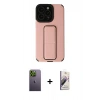 MARSİLYAN™- iPhone 13 Pro Max Kılıf Çekirdek Yansıma - Siyah Bilvis 3D Mat Cam Ekran Koruyucu + Yeşil Neon Fosforlu Kamera Lens