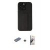 MARSİLYAN™- iPhone 13 Pro Max Kılıf Çekirdek Yansıma - Siyah Bilvis 3D Mat Cam Ekran Koruyucu + Yeşil Renkli Kamera Lens Koruma Cam