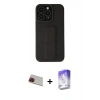 MARSİLYAN™- iPhone 13 Pro Max Kılıf Çekirdek Yansıma - Siyah Bilvis 5in1 3D Magic Cam Ekran Koruyucu + Rainbow Kamera Lens Koruma Cam - KI