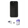 MARSİLYAN™- iPhone 13 Pro Max Kılıf Çekirdek Yansıma - Siyah Bilvis 5in1 3D Magic Cam Ekran Koruyucu + Lacivert Pers Alüminyum Kamera Lens