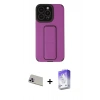 MARSİLYAN™- iPhone 13 Pro Max Kılıf Çekirdek Yansıma - Siyah Bilvis 5in1 3D Magic Cam Ekran Koruyucu + Mor Rainbow Kamera Lens Koruma Cam