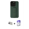 MARSİLYAN™- iPhone 13 Pro Max Kılıf Çekirdek Yansıma - Siyah Bilvis 5in1 3D Magic Cam Ekran Koruyucu + Mor Rainbow Kamera Lens Koruma Cam