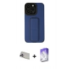 MARSİLYAN™- iPhone 13 Pro Max Kılıf Çekirdek Yansıma - Siyah Bilvis 5in1 3D Magic Cam Ekran Koruyucu + Mor Rainbow Kamera Lens Koruma Cam