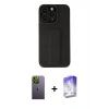 MARSİLYAN™- iPhone 13 Pro Max Kılıf Çekirdek Yansıma - Siyah Bilvis 5in1 3D Magic Cam Ekran Koruyucu + Neon Fosforlu Kamera Lens - YL