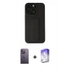 MARSİLYAN™- iPhone 13 Pro Max Kılıf Çekirdek Yansıma - Siyah Bilvis 5in1 3D Magic Cam Ekran Koruyucu + Neon Fosforlu Kamera Lens - BZ