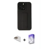 MARSİLYAN™- iPhone 13 Pro Max Kılıf Çekirdek Yansıma - Siyah Bilvis 5in1 3D Magic Cam Ekran Koruyucu + Pers Alüminyum Kamera Lens - GD