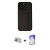 MARSİLYAN™- iPhone 13 Pro Max Kılıf Çekirdek Yansıma - Siyah Bilvis 5in1 3D Magic Cam Ekran Koruyucu + Rainbow Kamera Lens Koruma Cam - REGD