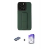 MARSİLYAN™- iPhone 13 Pro Max Kılıf Çekirdek Yansıma - Siyah Bilvis 5in1 3D Magic Cam Ekran Koruyucu + Renkli Kamera Lens Koruma Cam - YL