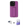 MARSİLYAN™- iPhone 13 Pro Max Kılıf Çekirdek Yansıma - Siyah Bilvis 5in1 5D Magic Hayalet Cam Ekran Koruyucu + Pers Alüminyum Kamera Lens - LT