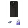 MARSİLYAN™- iPhone 13 Pro Max Kılıf Çekirdek Yansıma - Siyah Bilvis 5in1 5D Magic Hayalet Cam Ekran Koruyucu + Renkli Kamera Lens Koruma Cam - YL