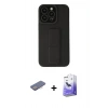 MARSİLYAN™- iPhone 13 Pro Max Kılıf Çekirdek Yansıma - Siyah Bilvis 5in1 5D Magic Hayalet Cam Ekran Koruyucu + Renkli Kamera Lens Koruma Cam - PE