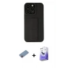 MARSİLYAN™- iPhone 13 Pro Max Kılıf Çekirdek Yansıma - Siyah Bilvis 5in1 5D Magic Hayalet Cam Ekran Koruyucu + Shine Kamera Lens Koruma Cam - PE