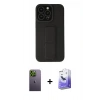 MARSİLYAN™- iPhone 13 Pro Max Kılıf Çekirdek Yansıma - Siyah Bilvis 5in1 5D Magic Hayalet Cam Ekran Koruyucu + Neon Fosforlu Kamera Lens - YL