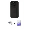 MARSİLYAN™- iPhone 13 Pro Max Kılıf Çekirdek Yansıma - Siyah Bilvis 5in1 5D Magic Hayalet Cam Ekran Koruyucu + Pers Alüminyum Kamera Lens - SABE