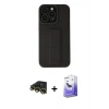 MARSİLYAN™- iPhone 13 Pro Max Kılıf Çekirdek Yansıma - Siyah Bilvis 5in1 5D Magic Hayalet Cam Ekran Koruyucu + Raze Metal Kamera Lens - GD
