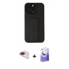 MARSİLYAN™- iPhone 13 Pro Max Kılıf Çekirdek Yansıma - Siyah Bilvis 5in1 5D Magic Hayalet Cam Ekran Koruyucu + Pers Alüminyum Kamera Lens - KI