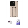 MARSİLYAN™- iPhone 13 Pro Max Kılıf Çekirdek Yansıma - Siyah Bilvis 5in1 5D Magic Hayalet Cam Ekran Koruyucu + Pers Alüminyum Kamera Lens - GI