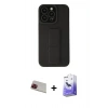 MARSİLYAN™- iPhone 13 Pro Max Kılıf Çekirdek Yansıma - Siyah Bilvis 5in1 5D Magic Hayalet Cam Ekran Koruyucu + Rainbow Kamera Lens Koruma Cam - KI