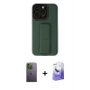 MARSİLYAN™- iPhone 13 Pro Max Kılıf Çekirdek Yansıma - Siyah Bilvis 5in1 5D Magic Hayalet Cam Ekran Koruyucu + Neon Fosforlu Kamera Lens - YL
