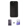 MARSİLYAN™- iPhone 13 Pro Max Kılıf Çekirdek Yansıma - Siyah Bilvis 5in1 5D Magic Hayalet Cam Ekran Koruyucu + Neon Fosforlu Kamera Lens - BZ