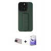 MARSİLYAN™- iPhone 13 Pro Max Kılıf Çekirdek Yansıma - Siyah Bilvis 5in1 5D Magic Hayalet Cam Ekran Koruyucu + Rainbow Kamera Lens Koruma Cam - KI