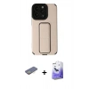 MARSİLYAN™- iPhone 13 Pro Max Kılıf Çekirdek Yansıma - Siyah Bilvis 5in1 5D Magic Hayalet Cam Ekran Koruyucu + Renkli Kamera Lens Koruma Cam - SI