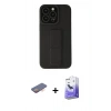 MARSİLYAN™- iPhone 13 Pro Max Kılıf Çekirdek Yansıma - Siyah Bilvis 5in1 5D Magic Hayalet Cam Ekran Koruyucu + Renkli Kamera Lens Koruma Cam - TU