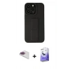 MARSİLYAN™- iPhone 13 Pro Max Kılıf Çekirdek Yansıma - Siyah Bilvis 5in1 5D Magic Hayalet Cam Ekran Koruyucu + Pers Alüminyum Kamera Lens - GI