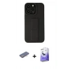 MARSİLYAN™- iPhone 13 Pro Max Kılıf Çekirdek Yansıma - Siyah Bilvis 5in1 5D Magic Hayalet Cam Ekran Koruyucu + Renkli Kamera Lens Koruma Cam - MI