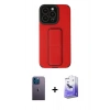 MARSİLYAN™- iPhone 13 Pro Max Kılıf Çekirdek Yansıma - Siyah Bilvis 5in1 5D Magic Hayalet Cam Ekran Koruyucu + Mavi Neon Fosforlu Kamera Lens