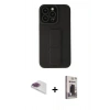 MARSİLYAN™- iPhone 13 Pro Max Kılıf Çekirdek Yansıma - Siyah Bilvis Hayalet Cam Ekran Koruyucu + Pers Alüminyum Kamera Lens - GI